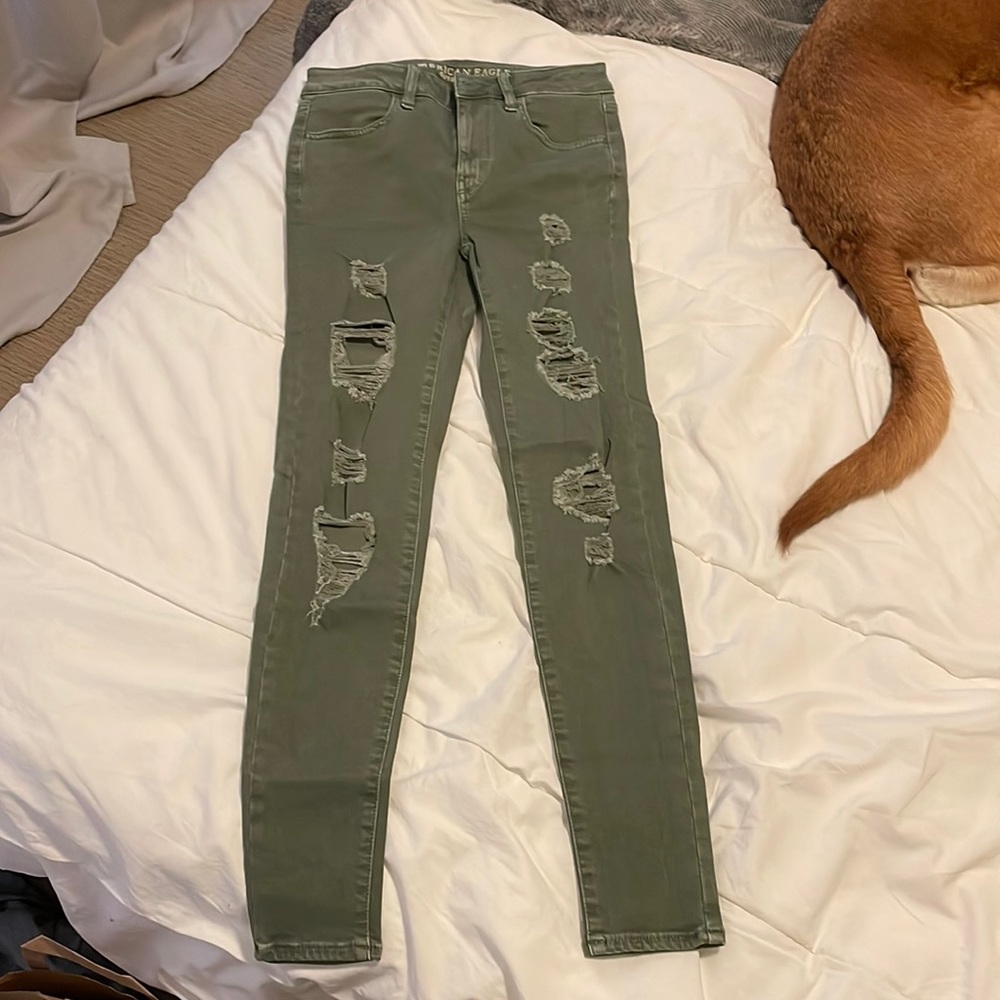 american eagle green skinny jeans